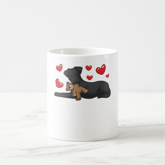 Patterdale Terrier Hund mit ausgestopften Tieren Kaffeetasse (Mittel)