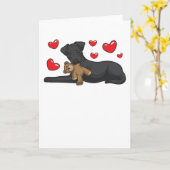 Patterdale Terrier Hund mit ausgestopften Tieren Karte (Gelbe Blume)