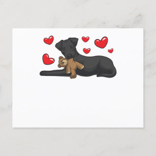 Patterdale Terrier Hund mit ausgestopften Tieren Postkarte