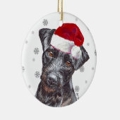 Patterdale Terrier - Weihnachtsmannmütze Christmas Keramik Ornament (Rechts)