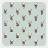pattern_2_french bulldog_2 quadratischer aufkleber (Vorderseite)