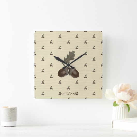 pattern_3_acorn_1 quadratische wanduhr (Zuhause)