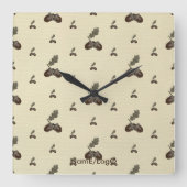 pattern_4_acorn_2 quadratische wanduhr (Vorderseite)