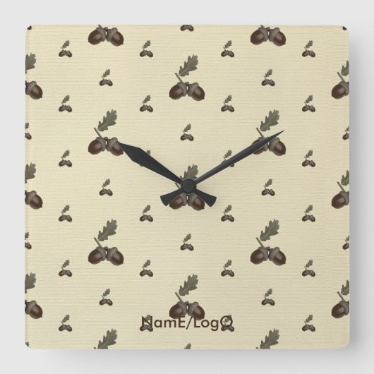 pattern_4_acorn_2 quadratische wanduhr (Vorderseite)