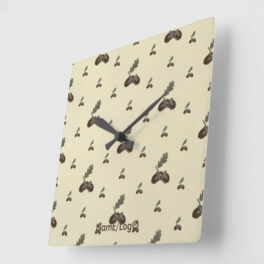 pattern_4_acorn_2 quadratische wanduhr (Winkel)