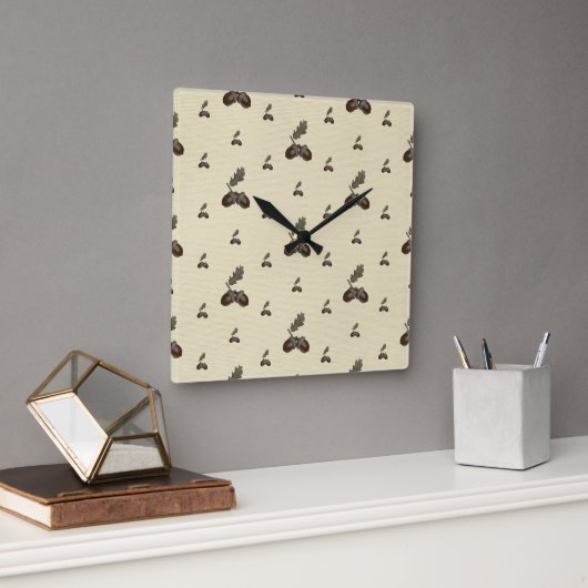 pattern_4_acorn_2 quadratische wanduhr (Büro)