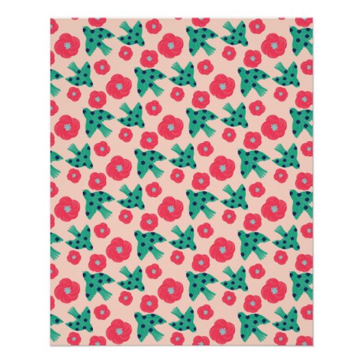 pattern_8_camellia und bird_2-Hochglanzposter Poster (Vorderseite)