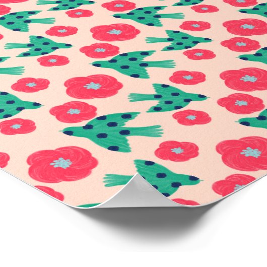 pattern_8_camellia und bird_2 matte Poster (Ecke)