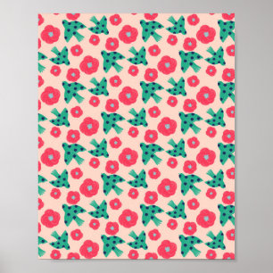 pattern_8_camellia und bird_2 matte Poster
