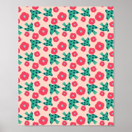 pattern_8_camellia und bird_2 matte Poster (Vorne)