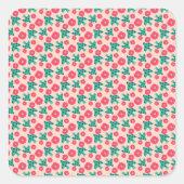 pattern_8_camellia und bird_2 quadratischer aufkleber (Vorderseite)