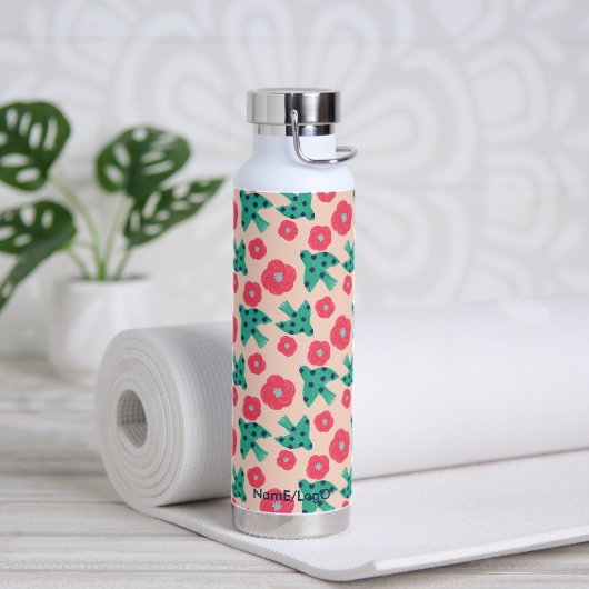 pattern_8_camellia und bird_2 trinkflasche (Yoga)
