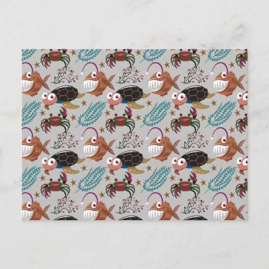 Pattern-Aquatic Ocean Underwater Postkarte (Vorderseite)