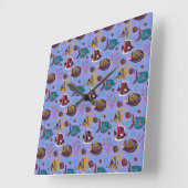 Pattern-Aquatic Ocean Underwater Quadratische Wanduhr (Winkel)