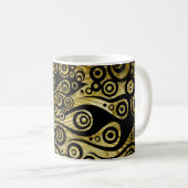 Pattern ARTs - Tattoo Circle Flammen | Goldene Wel Kaffeetasse (VorderseiteRechts)