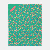 Pattern Beige Rosa Türkis grüner Schmetterling Nam Fleecedecke (Vorderseite)
