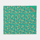 Pattern Beige Rosa Türkis grüner Schmetterling Nam Fleecedecke (Vorderseite (Horizontal))