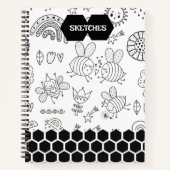 Pattern black bees Notebook Notizblock (Vorderseite)
