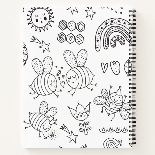 Pattern black bees Notebook Notizblock (Rückseite)