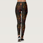 Pattern Black Cat Eyes Funny Halloween Leggings (Rückseite)