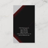 Pattern Black Gray Red Monogram Business Card Visitenkarte (Rückseite)