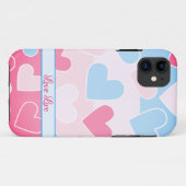 Pattern Blau-Rosa Herzen iPhone Gehäuse Case-Mate iPhone Hülle (Rückseite (Horizontal))