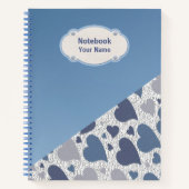 Pattern Blue Herz Notebook Notizblock (Vorderseite)