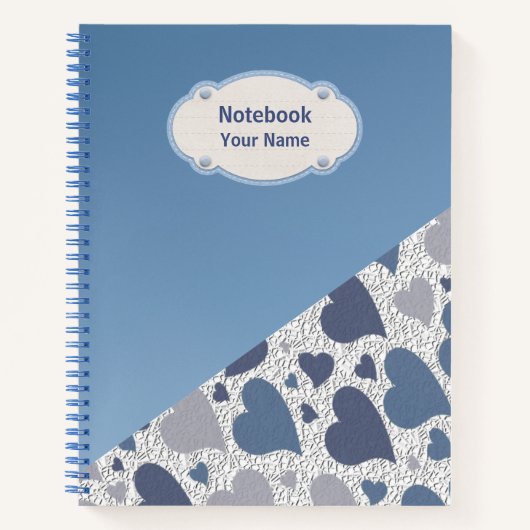 Pattern Blue Herz Notebook Notizblock (Vorderseite)