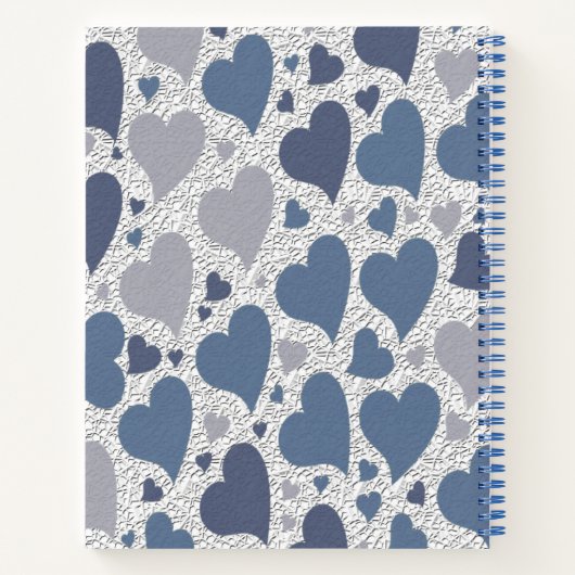 Pattern Blue Herz Notebook Notizblock (Rückseite)