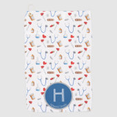 Pattern Blue Monogram Doctor Golfhandtuch (Vorderseite)