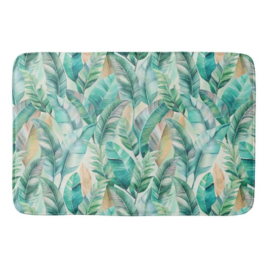 Pattern Boho Bananas Leaves Badematte (Vorderseite)