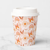Pattern Boho Bohemisch Sunshine Butterfliegen Pappbecher (Rückseite)