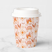 Pattern Boho Bohemisch Sunshine Butterfliegen Pappbecher (Rechts)