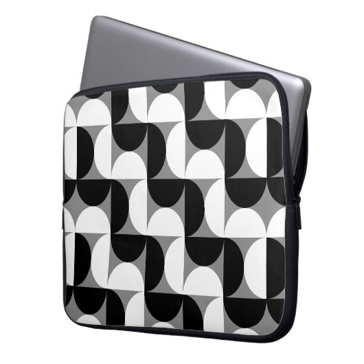 Pattern Bowls Schwarz-weiß Laptopschutzhülle (Vorderseite Links)