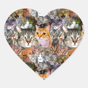 Pattern Cats Herz-Aufkleber