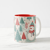 Pattern Christmas Scandinavian Zweifarbige Tasse (VorderseiteRechts)