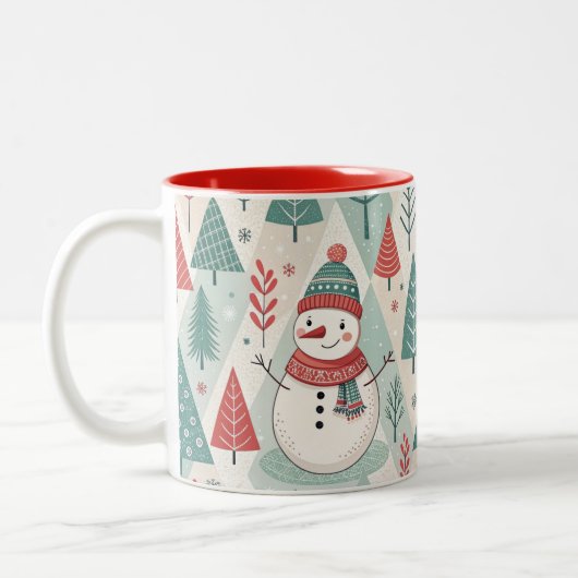 Pattern Christmas Scandinavian Zweifarbige Tasse (Links)
