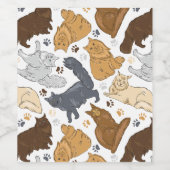 Pattern cute cat house cat, Maine Coon Weinetikett (Einzelnes Label)