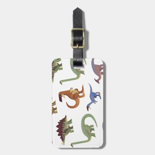Pattern Dino Comic Dinosaurier Gepäckanhänger (Vorderseite vertikal)