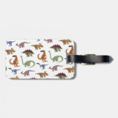 Pattern Dino Comic Dinosaurier Gepäckanhänger (Rückseite horizontal)