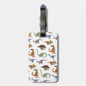 Pattern Dino Comic Dinosaurier Gepäckanhänger (Rückseite vertikal)