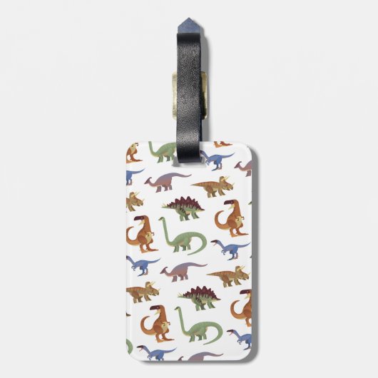 Pattern Dino Comic Dinosaurier Gepäckanhänger (Rückseite vertikal)
