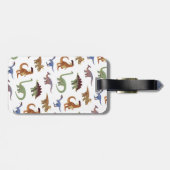 Pattern Dino Comic Dinosaurier Gepäckanhänger (Rückseite horizontal)