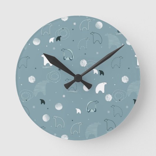 pattern displaying a cute polar runde wanduhr (Vorderseite)