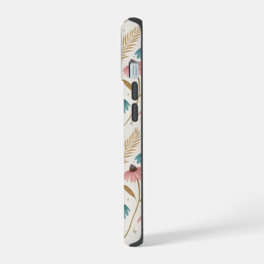 Pattern Echineceas Glitter iPhone 15 Hülle (Linke Seite)