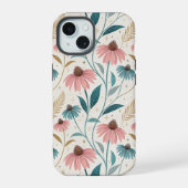 Pattern Echineceas Glitter iPhone 15 Hülle (Rückseite)