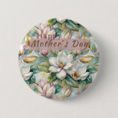 Pattern Elegant Magnolia Flowers Button (Vorderseite)