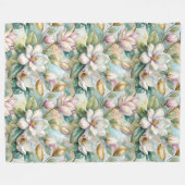 Pattern Elegant Magnolia Flowers Fleecedecke (Vorderseite (Horizontal))