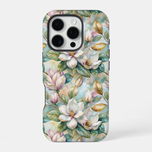 Pattern Elegant Magnolia Flowers iPhone Hülle (Rückseite)
