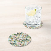 Pattern Elegant Magnolia Flowers Runder Pappuntersetzer (Vor Ort)